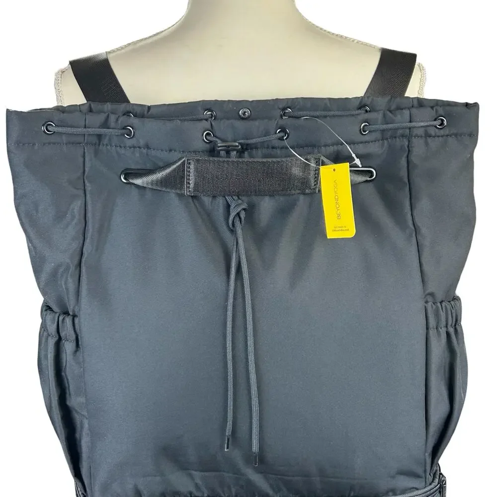 Beyond Yoga Convertible Gym Bag Black Adjustable Backpack Zipped Athleisure Tote